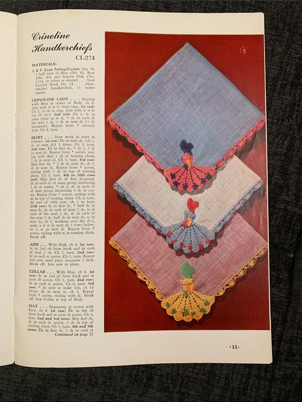 Lot of 3 vintage crochet pattern booklets roses/butterflies/crinoline ladies